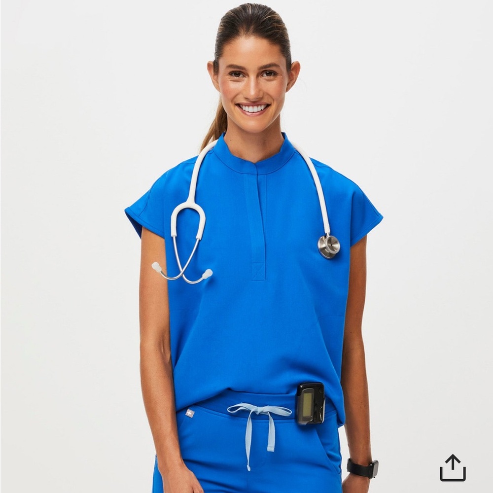FIGS Royal Blue Rafaela Oversized Scrub Top